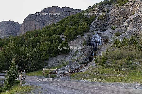 Waterfall, Cava a Imbuto picnic area, Lake San Giacomo di Fraele, Cancano area, Valdidentro, Sondrio, Italy [IBR125163397]