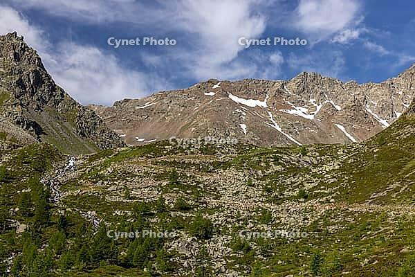 Ascent to Lake Campaccio, with mountain peaks in the Campaccio area, Monte, Valdisotto, Sondrio, Italy [IBR125163417]