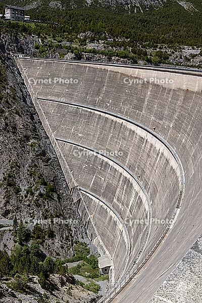 Diga lago Cancano and serpentines on a service path, Cancano Lake dam, Valdidentro, Sondrio, Italy [IBR125163420]