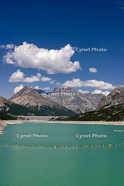 Turquoise water, Cancano Lake, Lago di Cancano, Valdidentro, Sondrio, Italy [IBR125163422]