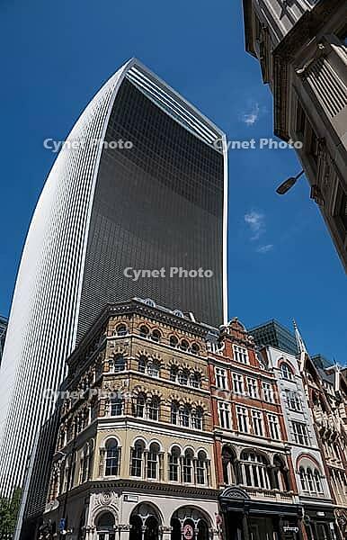 Historic building, behind skyscraper 20 Fenchurch Street, designed by Uruguayan architect Rafael Viñoly, on the top floor there is an observation deck with the Sky Gardens, London, England, Great Britain, Great Britain [IBR125177950]
