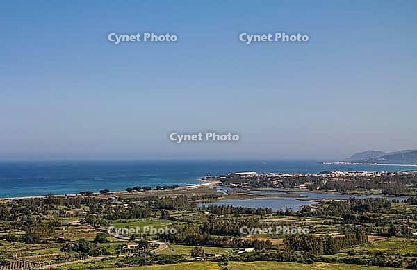 View of the Thyrrenian Sea from Castello della Fava towards San Giovanni with the Longu and Tundu wetlands [IBR125180362]