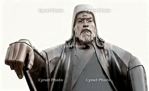 Genghis Khan, Dschingis Khan, or Chinggis Khan, born Temüjin, Temüdschin or Temüüdschin, c. 1162 – 1227, also known as Chinggis Khan, founder and first khan of the Mongol Empire, digitally edited based on a monument to Genghis Khan in Ulaanbaator, Mongoli [IBR125183171]