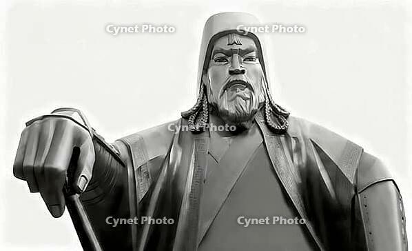 Genghis Khan, Dschingis Khan, or Chinggis Khan, born Temüjin, Temüdschin or Temüüdschin, c. 1162 – 1227, also known as Chinggis Khan, founder and first khan of the Mongol Empire, digitally edited based on a monument to Genghis Khan in Ulaanbaator, Mongoli [IBR125183174]