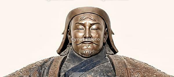 Genghis Khan, Dschingis Khan, or Chinggis Khan, born Temüjin, Temüdschin or Temüüdschin, c. 1162 – 1227, also known as Chinggis Khan, founder and first khan of the Mongol Empire, digitally edited based on a monument to Genghis Khan in Ulaanbaator, Mongoli [IBR125183178]