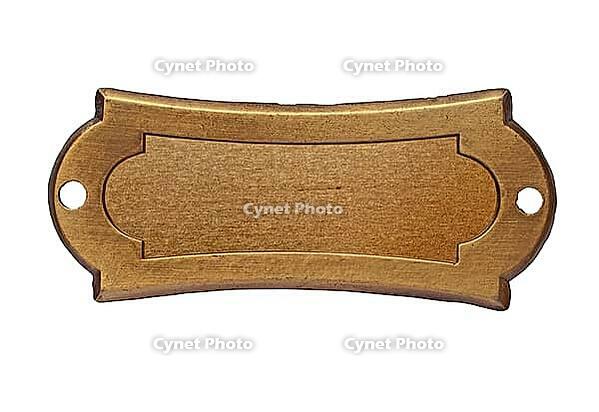 Vintage brass name plate over white, clipping path, space for your text [IBR125188167]
