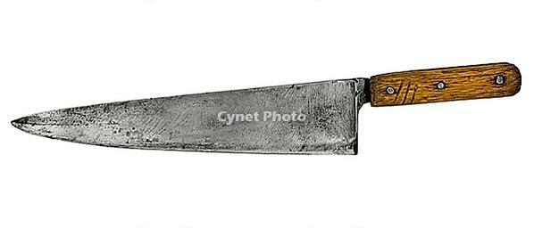 Vintage chef kitchen knife isolated over white, clipping path [IBR125188180]
