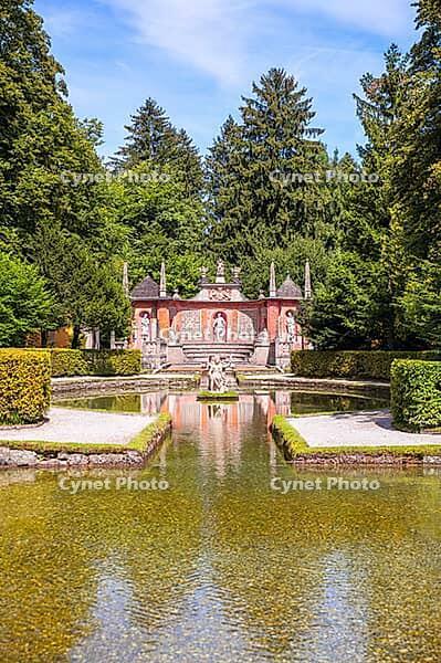 Fountain Hellbrunn, Salzburg, Austria, vertical composition. Public park [IBR125188182]