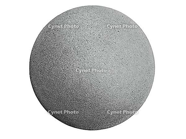 Closeup of a concrete sphere isolated on white with clipping path [IBR125188186]