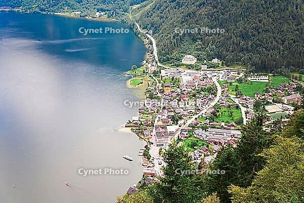 Upper view of Hallstatt Village, by the Hallein Salt Mine, near Salzburg, Austria [IBR125188231]