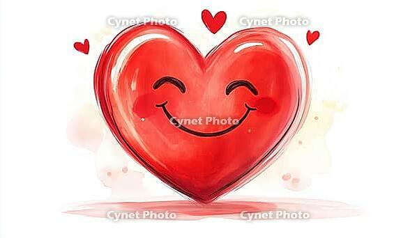 Red Heart Smiling On A White Background: Artwork For Valentine'S Day Greetings, Cards, Web Designs, Posters, Flyers, Brochures, And Prints, AI generated [IBR125195681]