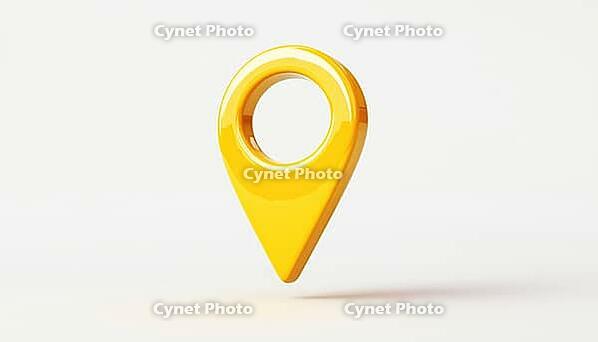 Yellow Geolocation Pin On Realistic Map: A Detailed Representation Of The Current Location With A Pin Code For Accuracy, AI generated [IBR125195693]