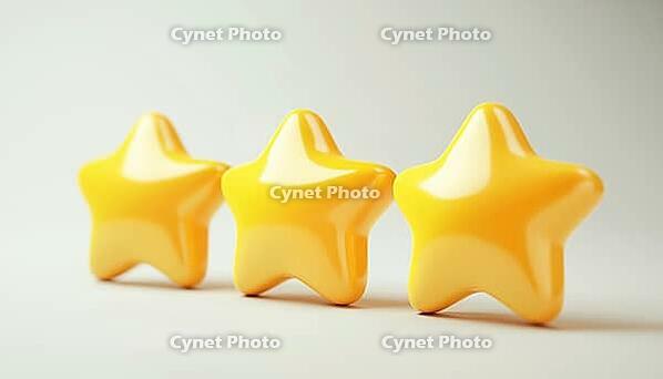 Customer Review With Five Metallic Golden Stars In Speech Bubble Reflecting Five Star Rating And Positive Feedback For Service Satisfaction And Good Rate, AI generated [IBR125195694]