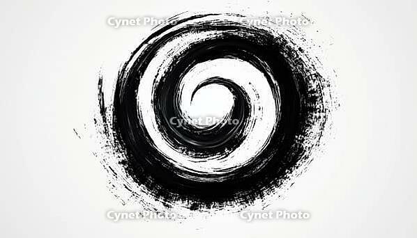 Abstract Decorative Helix: Hand-Painted Spiral Symbol With Ink Brush. Grunge Round Curl Button With Cycle, Motion, And Rotation Graphic Element, AI generated [IBR125195696]