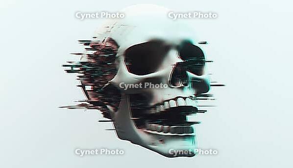 Modern Element: Distorted Glitch Skull On Black Background For Branding, Cover, Poster, And Print With Stylish Design. Perfect For Various Uses, AI generated [IBR125195703]