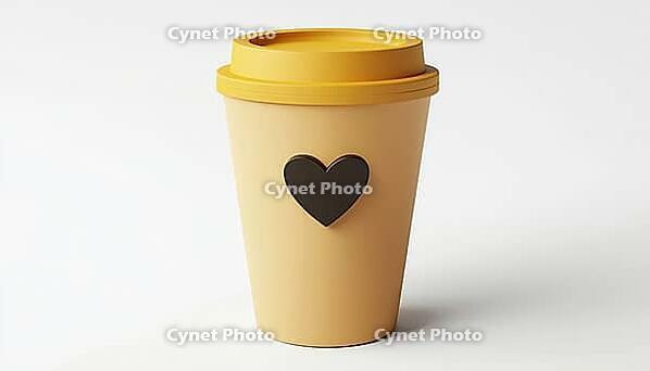 Heart Logo Coffee Cup: A Stylish And Unique Drinkware With A Heart-Shaped Logo Design, Perfect For Enjoying Your Favorite Brew, AI generated [IBR125195707]