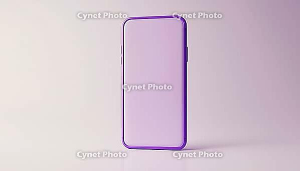 Elegant Purple Smartphone Mockup Featuring A White Screen, Displaying A Purple Mobile Phone On A White Background. Stylish Tech Device, AI generated [IBR125195717]