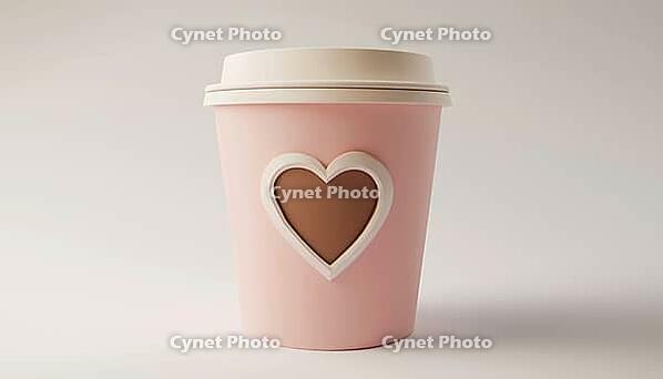 Heart-Shaped Logo Coffee Cup: Enjoy Your Favorite Hot Beverages In A Stylish Mug With A Unique Heart-Shaped Design. Ideal For Coffee Lovers, AI generated [IBR125195719]