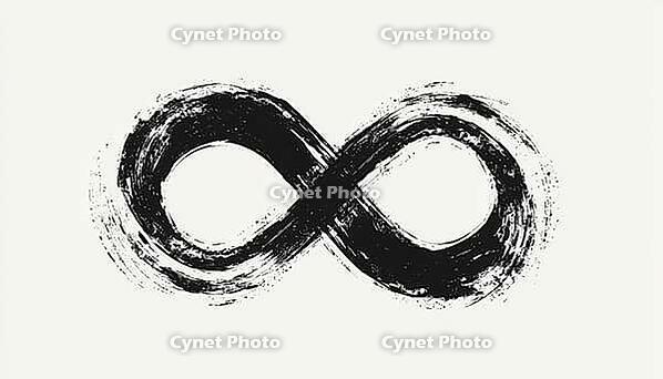 Eternal Emblem: Black Mobius Ribbon Silhouette Of Infinite Symbol. Modern Grunge Brush Design For Endless Cycle Of Life. Graphic Element For Card, Logo, Tattoo, AI generated [IBR125195721]