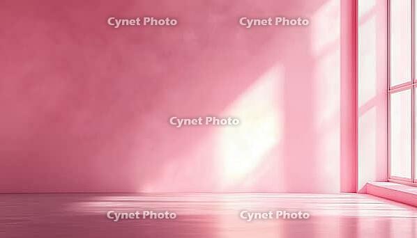 Soft And Beautiful Pastel Pink Abstract Design With Copy Space On Empty Wall Of Room Painted In Pink, AI generated [IBR125195727]