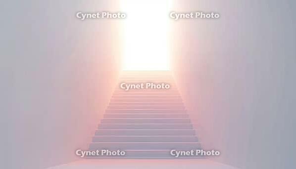 Ascend To The Radiant Glow: A Staircase That Leads To A Brilliant Beam Of Light At The Top. A Mesmerizing Sight, AI generated [IBR125195769]