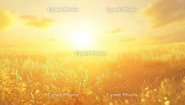 Sunlit Beauty: A Lush Meadow Field Bathed In Golden Sunshine, Creating A Stunning Natural Scene Of Vibrant Plant Life, AI generated [IBR125195772]