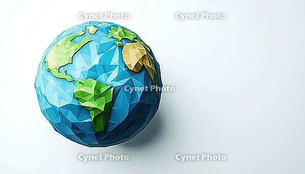 Polygonal Globe Of Earth In Low Poly Style. Geometric Representation Of Earth In Low Poly Design. Low Poly Earth Globe Model, AI generated [IBR125200660]