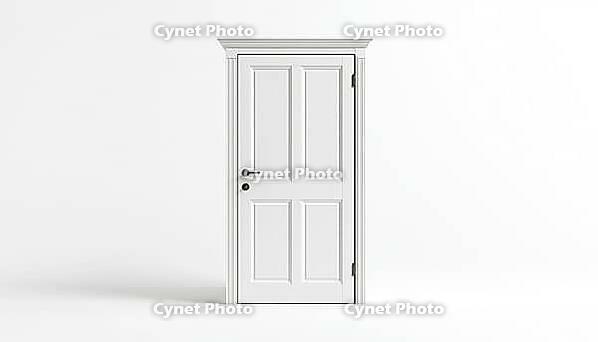 White Metal Door In A Studio Setting With A White Background. A Photograph Of A White Metal Door On A White Surface, AI generated [IBR125200667]