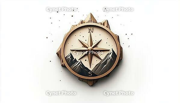 Modern Vintage Retro Hipster Badge Adventure Outdoor Logo Featuring A Compass And Mountain. Versatile Compass Emblem Design, AI generated [IBR125200670]