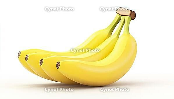 Fresh Bananas On A White Background With A Clipping Path And Full Depth Of Field, Displaying A Cluster Of Ripe Bananas, AI generated [IBR125200674]
