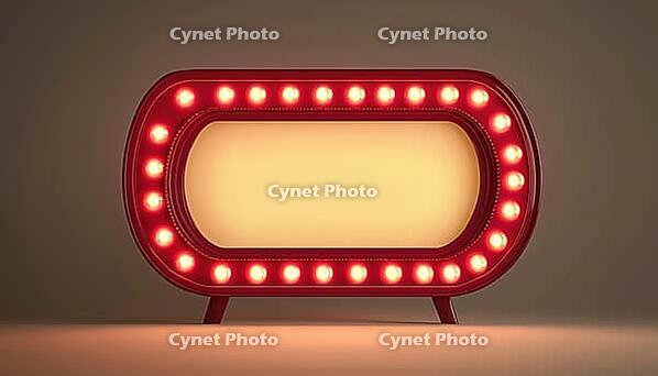 Vintage Lightbox With Antique Shape Marquee And Glowing Bulb, Featuring A Red Retro Frame For A Nostalgic Touch. Classic Design, AI generated [IBR125200684]