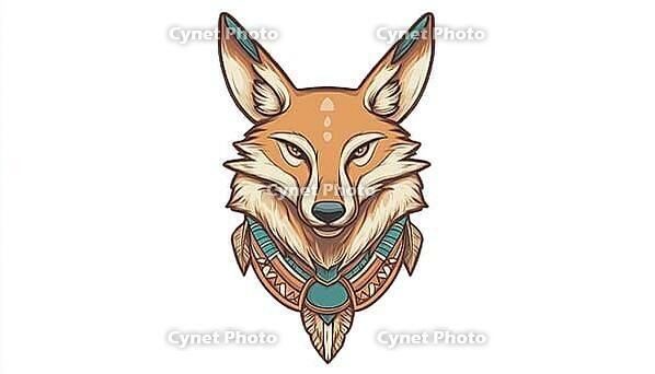 Vintage Desert Coyote Land Badge T-Shirt With Native Emblem Design, Perfect For Those Who Love Vintage Clothing And The Desert Aesthetic, AI generated [IBR125200687]