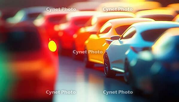 Blurred Abstract Of Sunlit Car Parking Area Available For Car Rental. Vibrant Image Capturing Street Scene With Parked Vehicles, AI generated [IBR125200700]