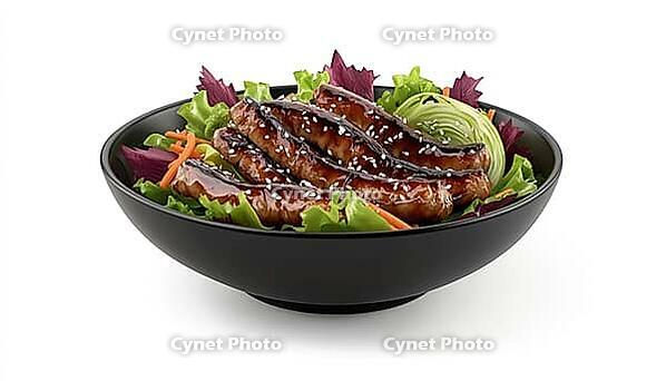 Japanese Food: Smoked Eel Salad With Unagi Sauce - A Delectable Dish Bursting With Savory Flavors From The Sea, AI generated [IBR125200709]