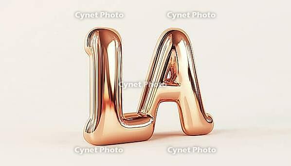 Luxurious Typographic Sign Featuring Monogram Logo With Rose Gold Metallic Lettering On Light Background And Letters L And A, AI generated [IBR125200721]