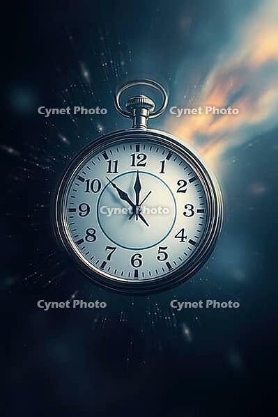Clock and dynamic space background, spce time concept, AI generated [IBR125200733]
