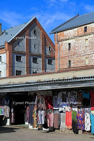 Clothing market near market halls, Riga, Latvia [IBR125203150]
