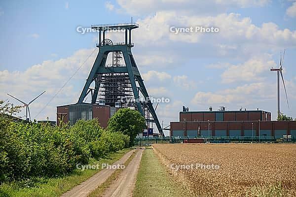 Abandoned Konrad 1 iron ore mine with conveyor framework, being converted into a repository for low and medium radioactive waste, Salzgitter, Lower Saxony, Germany [IBR125203156]