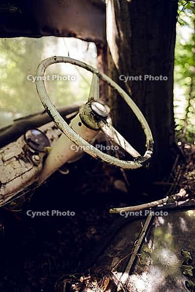 Rusty car, car cemetery, Neanderthal, Germany [IBR125203158]