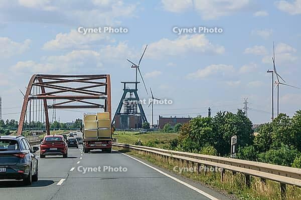 Abandoned Konrad 1 iron ore mine with conveyor framework, being converted into a repository for low and medium radioactive waste, Salzgitter, Lower Saxony, Germany [IBR125203185]