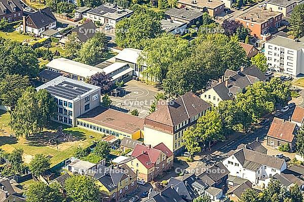 Aerial view, rainbow school, special school, elementary school, Rünthe, Bergkamen, Ruhr region, North Rhine-Westphalia, Germany, birds-eyes view, aerial photography, aerial photography, overview, bird's eye view, infrastructure, town view, aerial [IBR113322296]