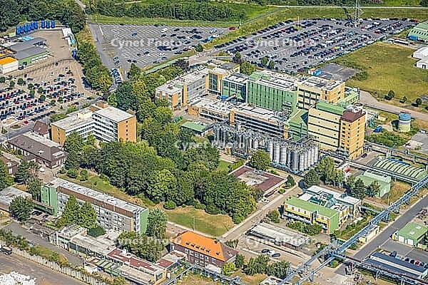 Air picture, Bayer AG, pharmaceutical company, Recyclinghof Umweltkontor Bergkamen GmbH, LANXESS Organometallics GmbH, Bergkamen, Ruhr region, North Rhine-Westphalia, Germany, aerial view, birds-eyes view, aerial photography, aerial photography, overview, [IBR113322349]