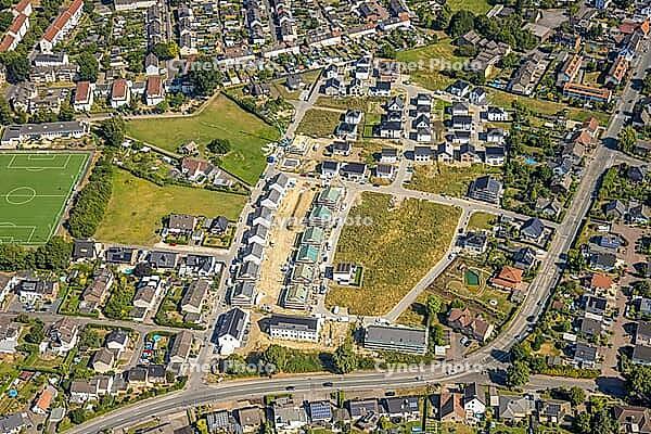 Aerial view, Römerberg sports hall, Sus Oberaden soccer field, stadium, Minna-Sattler-Straße development area, Oberaden, Bergkamen, Ruhr region, North Rhine-Westphalia, Germany, birds-eyes view, aerial photography, aerial photography, overview, bird's eye [IBR113322355]