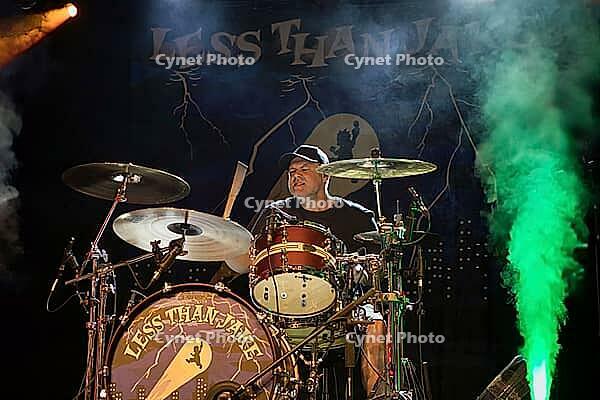 Matt Yonker, drummer of Less Than Jake live on Europe Tour 2026 at Berlin's Columbia Theater on 30.07.2026 [IBR113322378]