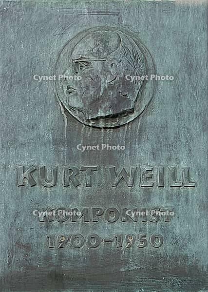 Memorial plaque for the famous Jewish composer Kurt Weill, born in Dessau, at the house of the 'Kurt Weill Centre in Dessau'. Dessau-Roßlau, Germany [IBR113322385]