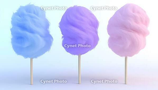Colorful Cotton Candy In Shades Of Purple, Pink, And Blue For A Children'S Event: Sweet Treats That Will Delight Kids Of All Ages!, AI generated [IBR125211461]