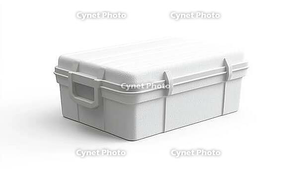 Insulated Styrofoam Storage Box On A White Background For Delivery With Clipping Path Included For Easy Editing And Customization, AI generated [IBR125211481]