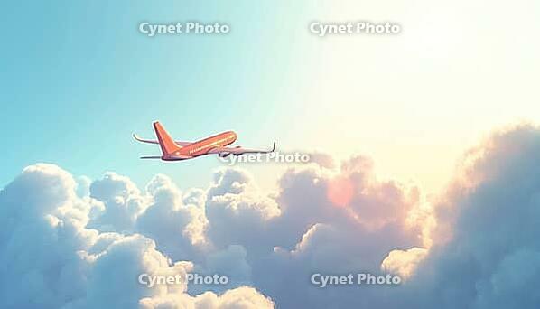 Stunning View Of Commercial Airplane Soaring Through Dramatic Clouds In The Glowing Sunlight, Signifying Travel And Adventure, AI generated [IBR125211493]