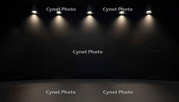 Black Studio With Floor Lights And Spotlights On Wall, Edited For Product Display - A Stylish Studio Setup Perfect For Showcasing Products With Dramatic Lighting, AI generated [IBR125211521]