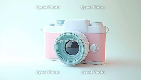 Trendy Photo Camera With Lens And Button: Realistic Illustration Of A Modern Camera In Style. Fashionable Photography Equipment In Trend, AI generated [IBR125211522]